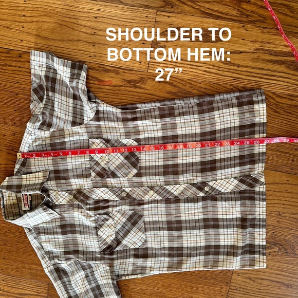 VINTAGE WEEDS BUTTON DOWN SHORT SLEEVE SHIRT MENS SMALL KHAKI/TAN/BROWN/RED - Picture 3 of 10